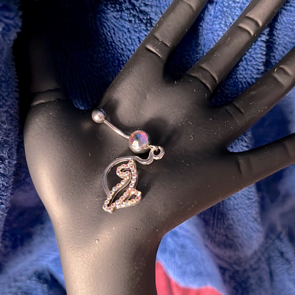 Iridescent Cat Belly Button Ring - image 1